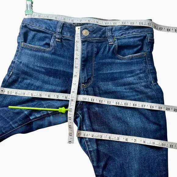 AEO High Waist Jegging Jeans 10 Dark Wash Skinny Stretch Minimalist - Picture 7 of 16